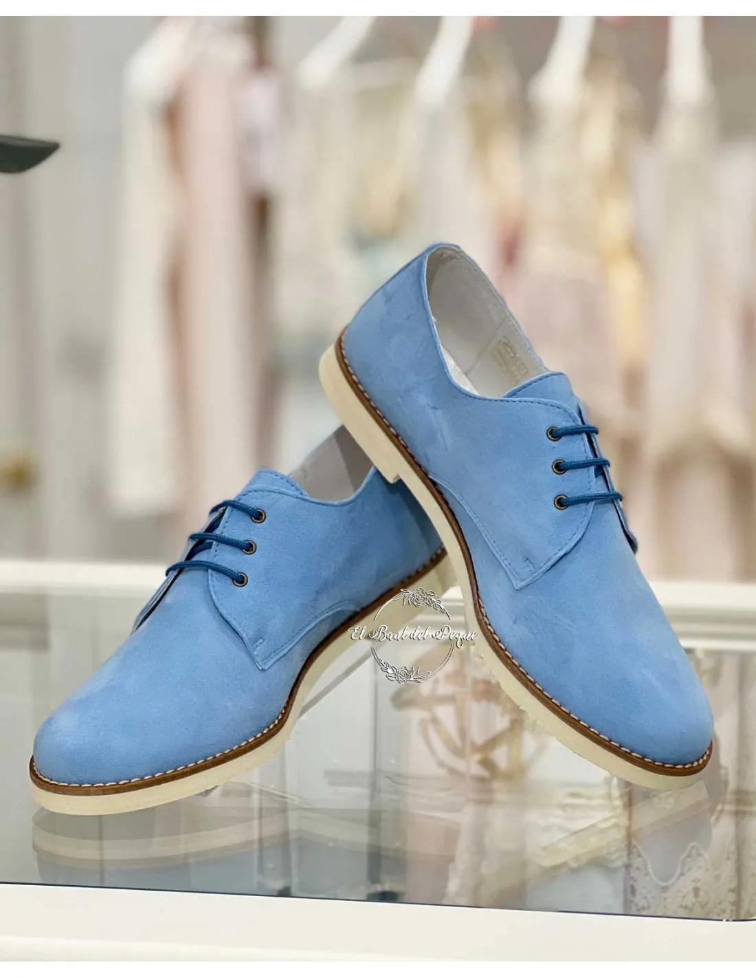 Zapato Niño Blucher Ante Celeste Gux´s Comunión